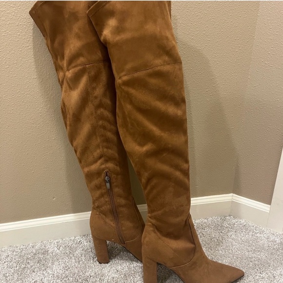 Nine West Over the Knee Bootz in Camel Brown Suede - Picture 5 of 5